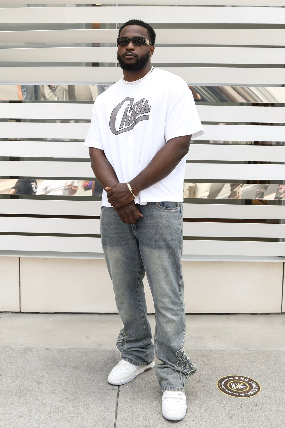 White Lamb Chops Script Cropped T-Shirt