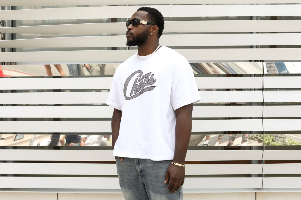 White Lamb Chops Script Cropped T-Shirt